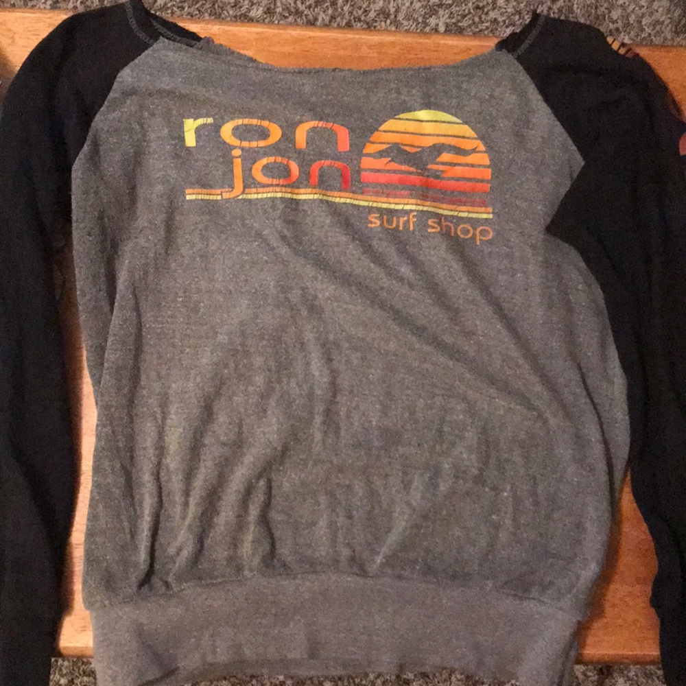 Ron Jon surf shop grey and black sweater!